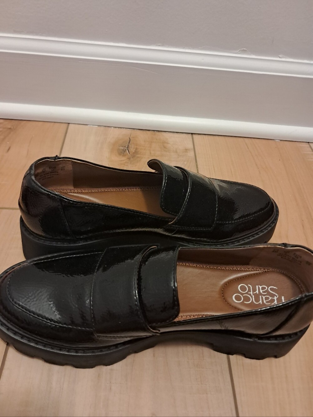 Franco Sarto Loafers Women's 6 Patent Faux Leather Brindy Chunky Academia Career - Picture 5 of 6